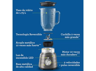 LICUADORA OSTER OSTERIZER MAX 1500W 1.75 L IZER MAX VASO VIDRIO  - 12