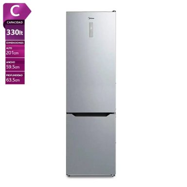 REFRIGERADOR BOTTOM FREEZER MIDEA MDRB489MTE50 330L NO FROST PLATA - 1