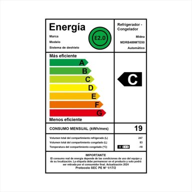 REFRIGERADOR BOTTOM FREEZER MIDEA MDRB489MTE50 330L NO FROST PLATA - 10