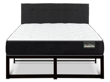 JUEGO DE DORMITORIO BELSOGNO CAMA EUROPEA IRON SMART PLUS 2 PLAZAS NEGRO + RESPALDO BLACK - 1