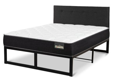 JUEGO DE DORMITORIO BELSOGNO CAMA EUROPEA IRON SMART PLUS 2 PLAZAS NEGRO + RESPALDO BLACK - 2