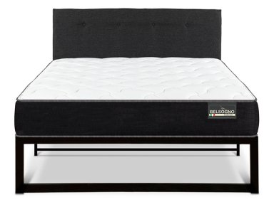 JUEGO DE DORMITORIO BELSOGNO CAMA EUROPEA IRON SMART PLUS 1.5 PLAZAS NEGRO + RESPALDO BLACK - 1