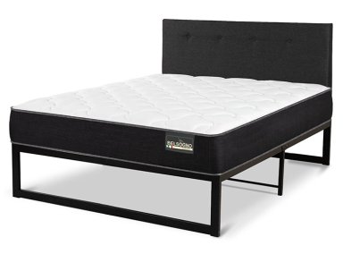 JUEGO DE DORMITORIO BELSOGNO CAMA EUROPEA IRON SMART PLUS 1.5 PLAZAS NEGRO + RESPALDO BLACK - 2
