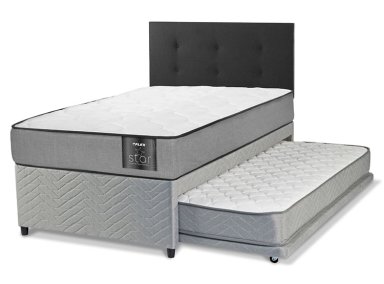 JUEGO DE DORMITORIO FLEX CAMA DIVAN STAR 1 PLAZA GRIS + RESPALDO ROYAL - 2