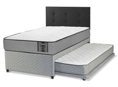 JUEGO DE DORMITORIO FLEX CAMA DIVAN STAR 1.5 PLAZAS GRIS + RESPALDO ROYAL - 2