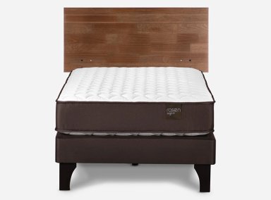 JUEGO DE DORMITORIO ROSEN CAMA EUROPEA ERGO T NEW 1.5 PLAZAS CAFÉ + RESPALDO TABOR - 1