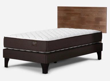 JUEGO DE DORMITORIO ROSEN CAMA EUROPEA ERGO T NEW 1.5 PLAZAS CAFÉ + RESPALDO TABOR - 2