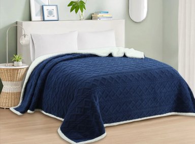FRAZADA ANDES JACQUARD 2 PLAZAS 210 X 210 CM SHERPA AZUL - 1