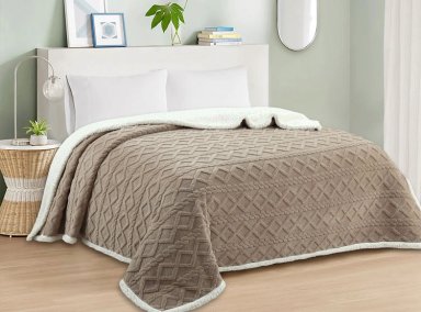 FRAZADA ANDES JACQUARD 2 PLAZAS 210 X 210 CM SHERPA BEIGE - 1
