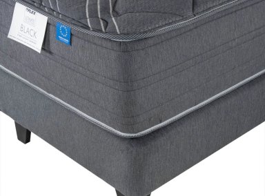 JUEGO DE DORMITORIO FLEX CAMA EUROPEA BLACK KING GRIS + RESPALDO ROYAL + VELADORES ROVER - 3