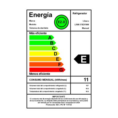REFRIGERADOR MONOPUERTA LIBERO LRM-178DFNW 167L FRIO DIRECTO NEGRO - 11