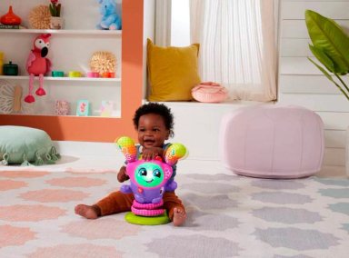 JUGUETE HABILIDAD BEBÉ FISHER PRICE SALTA Y APRENDE DJ BELLE LILA - 4