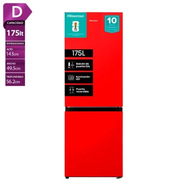 REFRIGERADOR BOTTOM FREEZER HISENSE RB215NR 165L FRÍO DIRECTO ROJO - 1