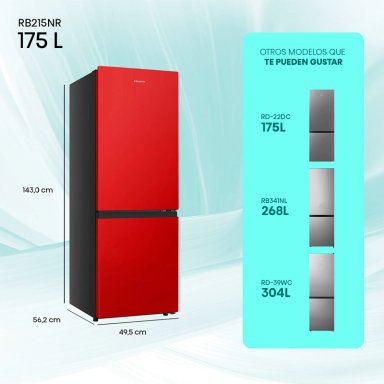 REFRIGERADOR BOTTOM FREEZER HISENSE RB215NR 165L FRÍO DIRECTO ROJO - 3