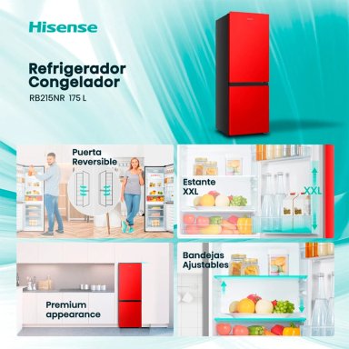 REFRIGERADOR BOTTOM FREEZER HISENSE RB215NR 165L FRÍO DIRECTO ROJO - 4