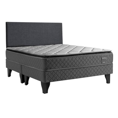 JUEGO DE DORMITORIO CELTA CAMA EUROPEA MORFEO KING GRIS + RESPALDO - 1