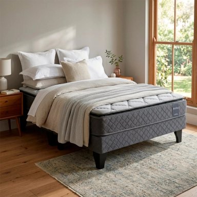 JUEGO DE DORMITORIO CELTA CAMA EUROPEA MORFEO BD 2 PLAZAS GRIS + RESPALDO - 5
