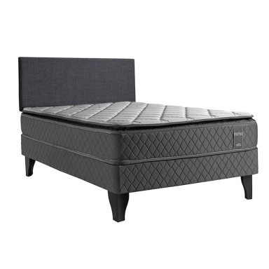 JUEGO DE DORMITORIO CELTA CAMA EUROPEA MORFEO 1.5 PLAZAS GRIS + RESPALDO - 1
