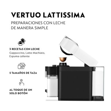 CAFETERA NESPRESSO CÁPSULA VERTUO LATTISSIMA BLANCO - 3
