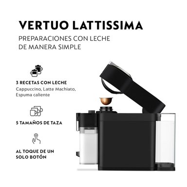 CAFETERA NESPRESSO CÁPSULA VERTUO LATTISSIMA NEGRO - 3