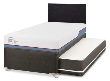 JUEGO DE DORMITORIO CIC CAMA DIVAN EXCELLENCE PLUS 1.5 PLAZAS NEGRO + RESPALDO VILLARRICA - 2