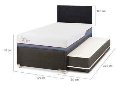 JUEGO DE DORMITORIO CIC CAMA DIVAN EXCELLENCE PLUS 1.5 PLAZAS NEGRO + RESPALDO VILLARRICA - 3