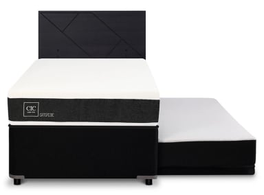 JUEGO DE DORMITORIO CIC CAMA DIVAN ORTOPEDIC 1.5 PLAZAS NEGRO + RESPALDO VILLARRICA - 1