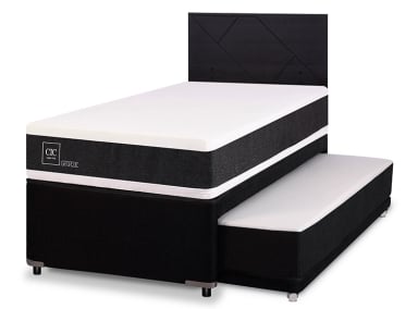 JUEGO DE DORMITORIO CIC CAMA DIVAN ORTOPEDIC 1.5 PLAZAS NEGRO + RESPALDO VILLARRICA - 2