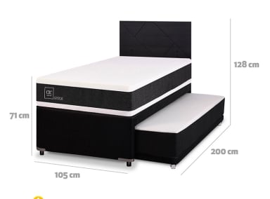 JUEGO DE DORMITORIO CIC CAMA DIVAN ORTOPEDIC 1.5 PLAZAS NEGRO + RESPALDO VILLARRICA - 3