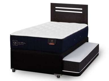 JUEGO DE DORMITORIO CIC CAMA DIVAN PREMIUM 1.5 PLAZAS NEGRO + RESPALDO MUNICH - 2