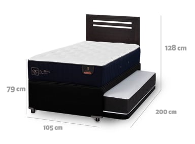JUEGO DE DORMITORIO CIC CAMA DIVAN PREMIUM 1.5 PLAZAS NEGRO + RESPALDO MUNICH - 3