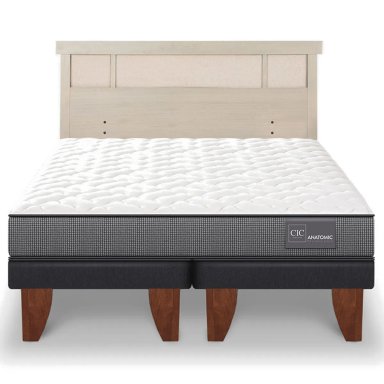 JUEGO DE DORMITORIO CIC CAMA EUROPEA ANATOMIC KING + RESPALDO DUBLIN ALPINO - 1