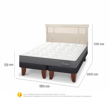 JUEGO DE DORMITORIO CIC CAMA EUROPEA ANATOMIC KING + RESPALDO DUBLIN ALPINO - 3