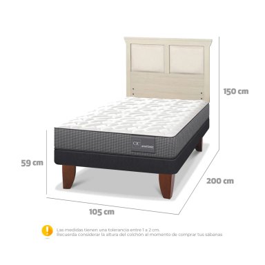 JUEGO DE DORMITORIO CIC CAMA EUROPEA ANATOMIC 1.5 PLAZAS + RESPALDO TORINO ALPINO - 3