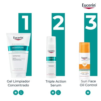 GEL LIMPIADOR CONCENTRADO EUCERIN DERMOPURE TRIPLE EFECTO PIEL GRASA Y/O CON TENDENCIA ACNÉICA 150 ML - 10