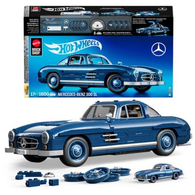 MATTEL BRICK SHOP HOT WHEELS JUGUETE DE CONSTRUCCIÓN PREMIUM MERCEDES-BENZ 300 SL, ESCALA 1:12 EDICIÓN 70 ANIVERSARIO - 1