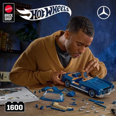 MATTEL BRICK SHOP HOT WHEELS JUGUETE DE CONSTRUCCIÓN PREMIUM MERCEDES-BENZ 300 SL, ESCALA 1:12 EDICIÓN 70 ANIVERSARIO - 2
