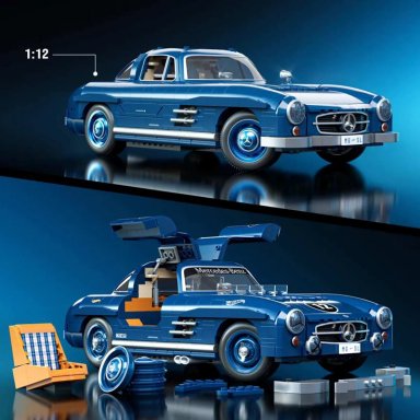 MATTEL BRICK SHOP HOT WHEELS JUGUETE DE CONSTRUCCIÓN PREMIUM MERCEDES-BENZ 300 SL, ESCALA 1:12 EDICIÓN 70 ANIVERSARIO - 8