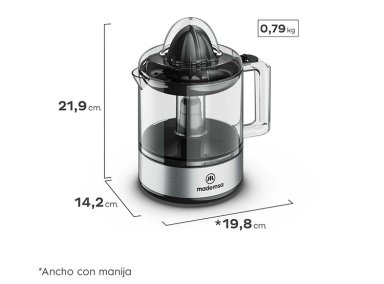 EXTRACTOR DE JUGO MADEMSA MJP10 40 W EXPRIMIDOR CÍTRICOS 0.8 L - 2