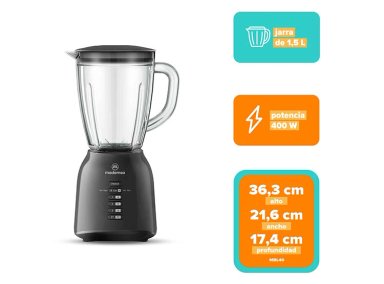 LICUADORA MADEMSA MBL40 400W 1.5 L NEGRO  - 7