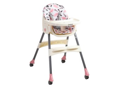 SILLA DE COMER BEBE STEPS PLEGABLE CON RUEDAS ROSADA - 2