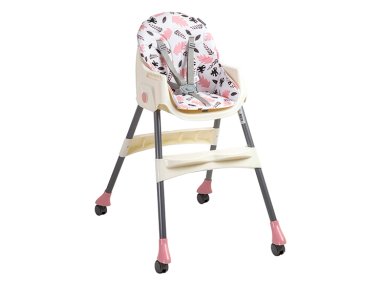 SILLA DE COMER BEBE STEPS PLEGABLE CON RUEDAS ROSADA - 3