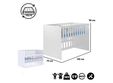CUNA BLANCA GABI BARANDA AJUSTABLE - 5