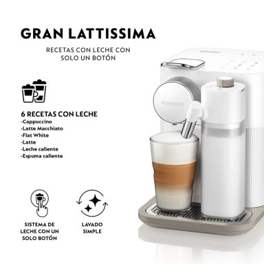 CAFETERA NESPRESSO CÁPSULA GRAN LATTISSIMA BLANCA - 5