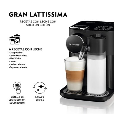 CAFETERA NESPRESSO CÁPSULA GRAN LATTISSIMA NEGRA - 5