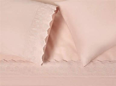 JUEGO DE SÁBANAS RIPLEY HOME SÚPER KING 180 HILOS ALGODÓN PALO ROSA BRODERIE LISO - 1
