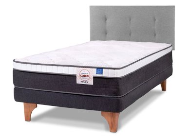 JUEGO DE DORMITORIO FLEX CAMA EUROPEA NÓRDICA COBRE 1.5 PLAZAS GRIS + RESPALDO ROYAL - 2