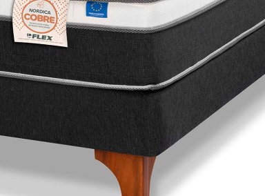 JUEGO DE DORMITORIO FLEX CAMA EUROPEA NÓRDICA COBRE 1.5 PLAZAS GRIS + RESPALDO ROYAL - 3