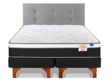 JUEGO DE DORMITORIO FLEX CAMA EUROPEA NÓRDICA COBRE 2 PLAZAS GRIS + RESPALDO ROYAL - 1