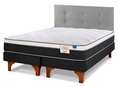 JUEGO DE DORMITORIO FLEX CAMA EUROPEA NÓRDICA COBRE 2 PLAZAS GRIS + RESPALDO ROYAL - 2
